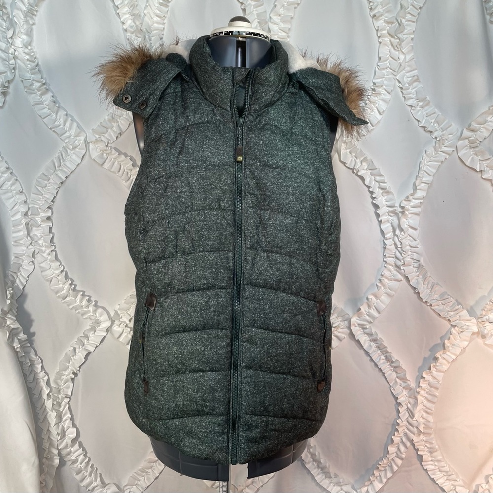 Green Tea- Large Puffer Vest- Fleeece Lined